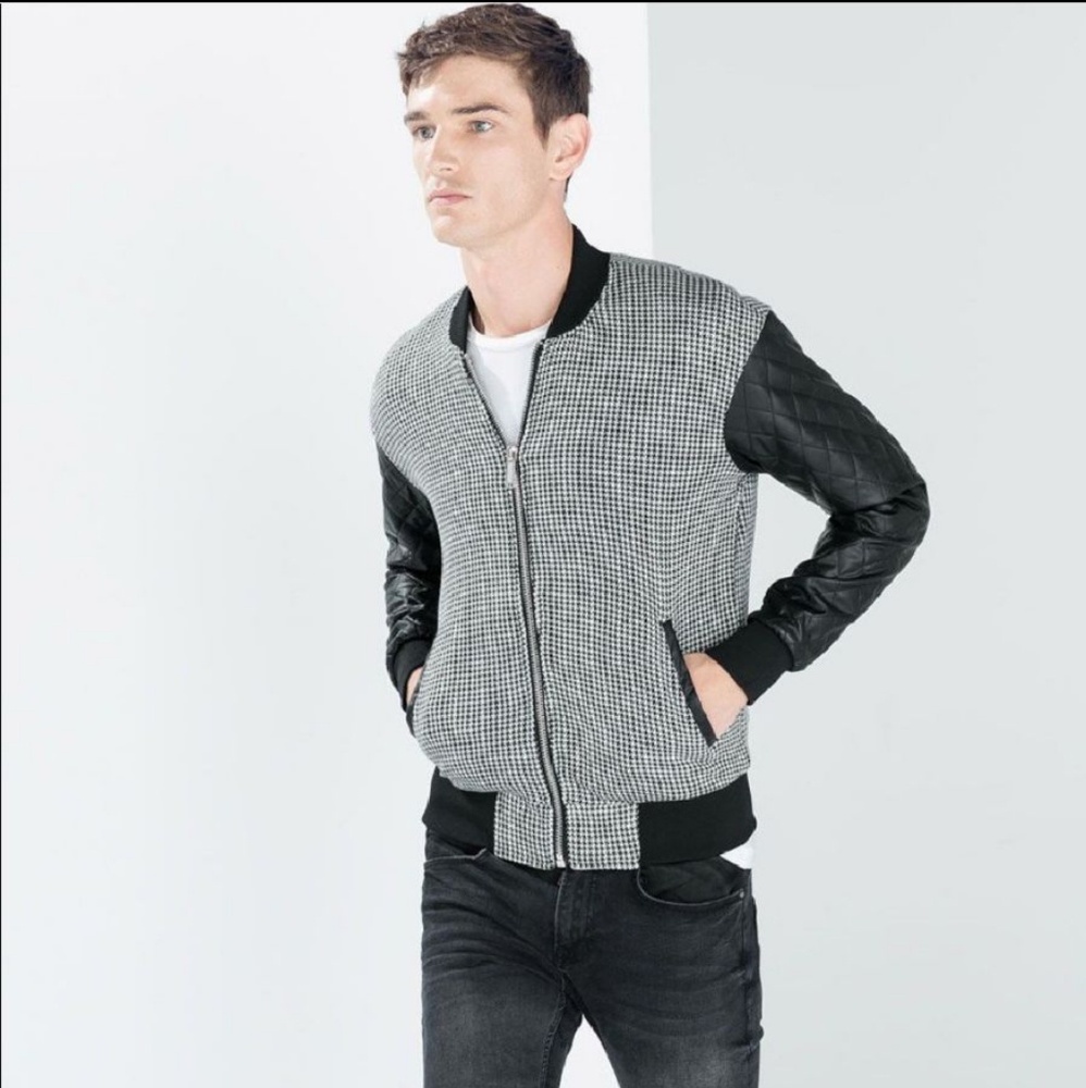 Brand New! Zara Man Houndstooth Bomber - Size SM